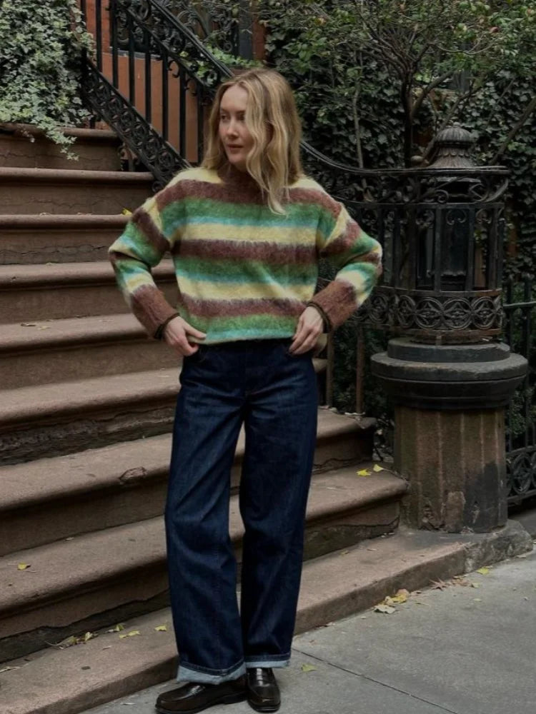 Knitted Short Sleeve Summer Cardigan Women Striped Single Breasted O-neck Long Sleeve Short Sweater 2025 New Commute Lady Tops