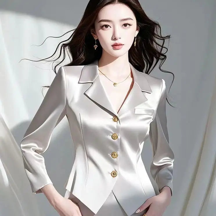 Beautiful Women's Clothing High-end Fashion Light Luxury High-end Feel Small Fragrance Gray Shirt